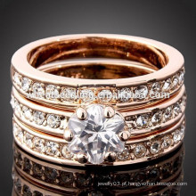 Alta qualidade noivas senhora três camadas de titânio anel de casamento